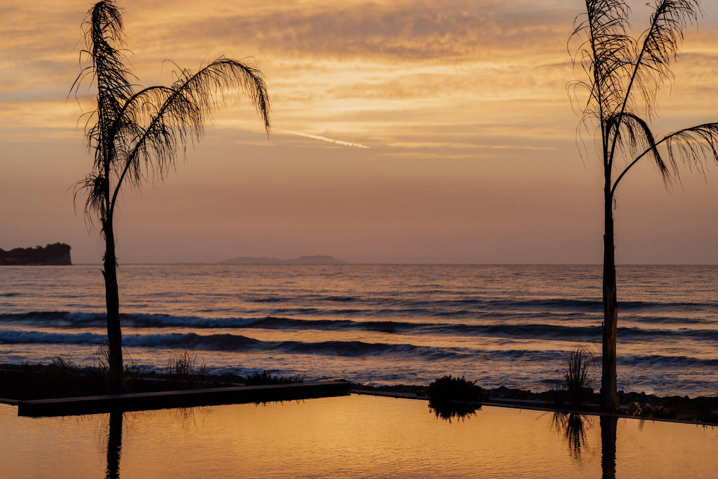 Sunset over the sea at Roda