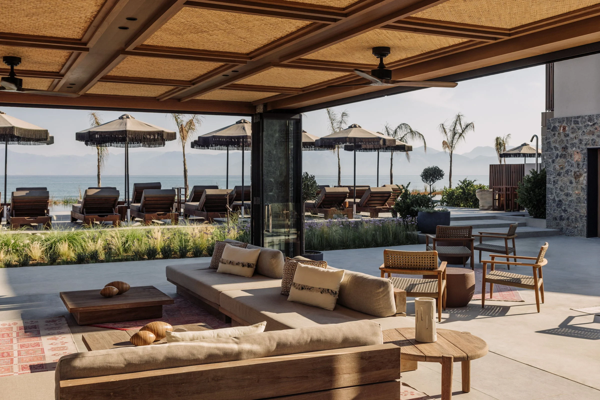 Shaded lounge beside the pool