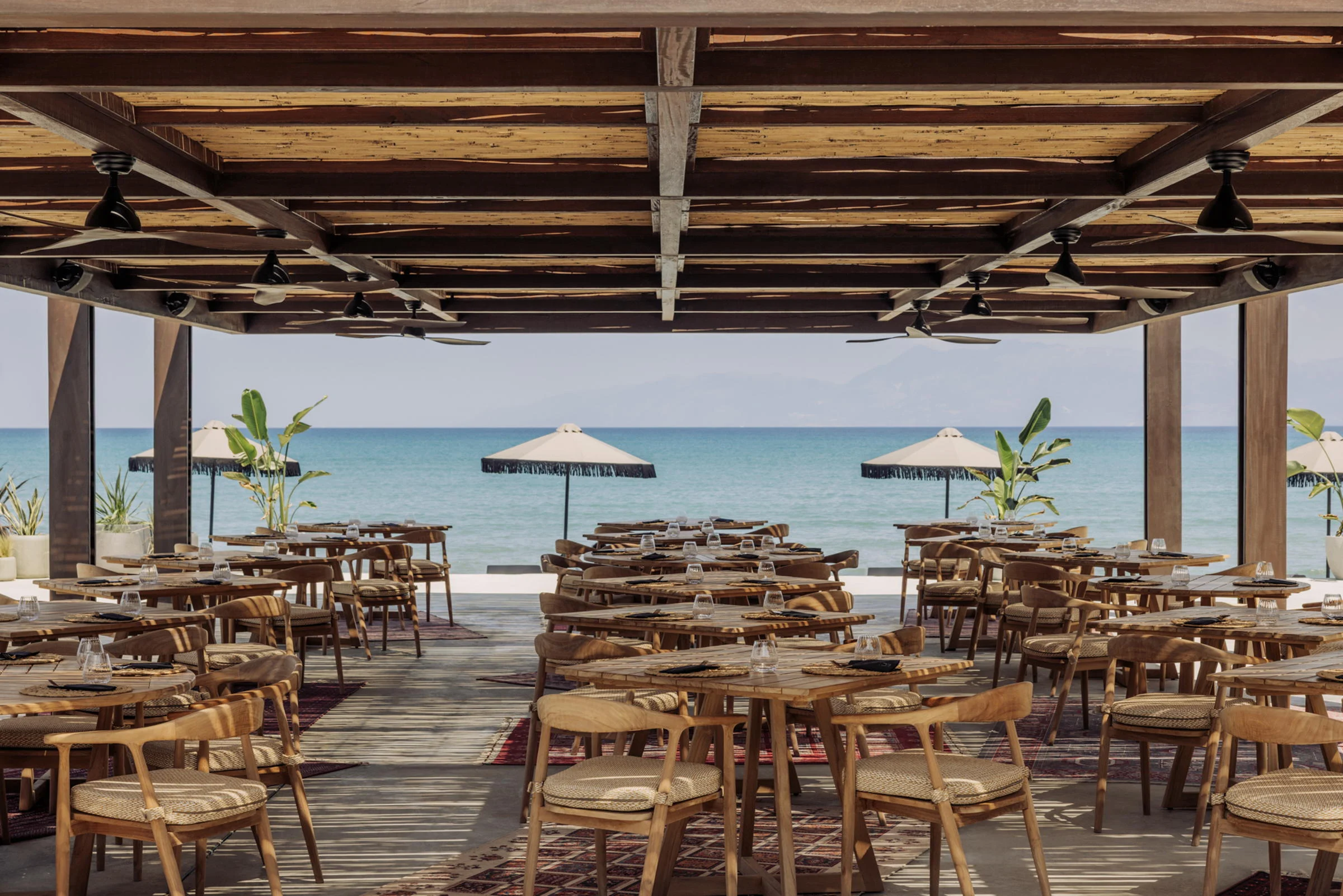 Beachfront restaurant looking out to sea