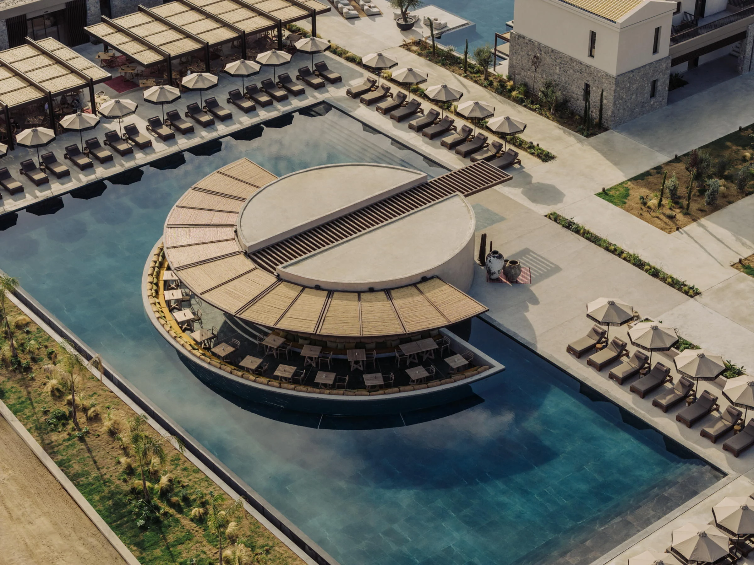 The pool bar on its own island